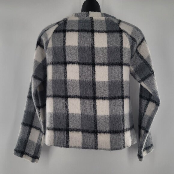 Abercrombie & Fitch Sweater Gray Plaid Wool-blend Trendy Fuzzy Women's Size XS - Picture 3 of 6